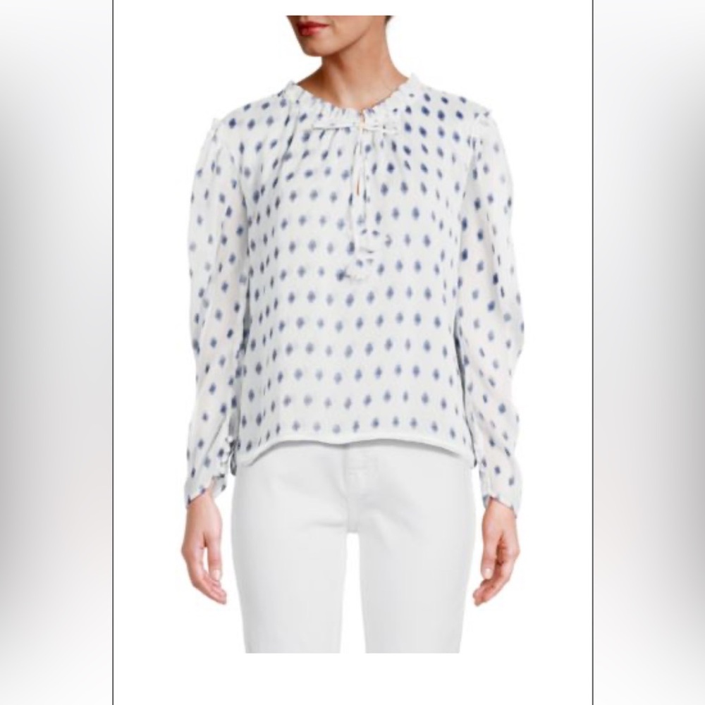 MISA LOS ANGELES ‘Leta’ Evil Eye Print Ruffle Blouse